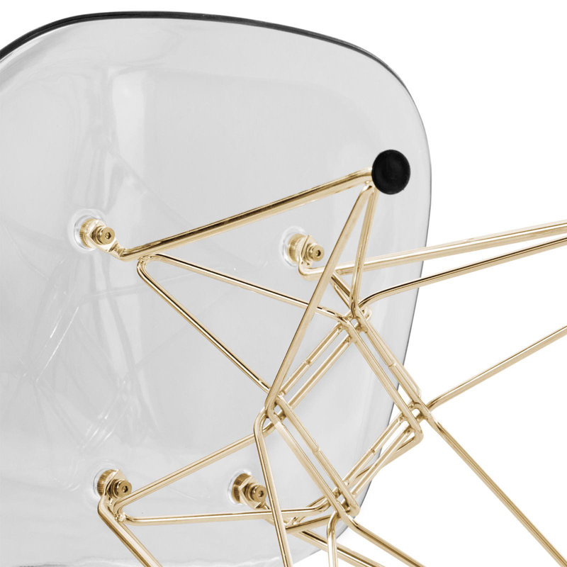 Bagimont Modern Plastic Dining Side Chair with Gold Eiffel Base, Clear