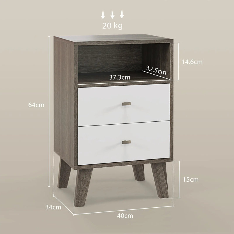 40cm W Manufactured Wood Bedside Table