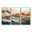 Abstrait orange et bleu, rivière bleue, encre III, ensemble d'art sur toile marbrée-111758563-111758566