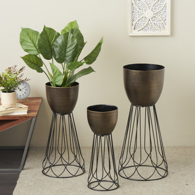 Ensemble de pots à fleurs texturés en métal 3 pièces Cole and Gray