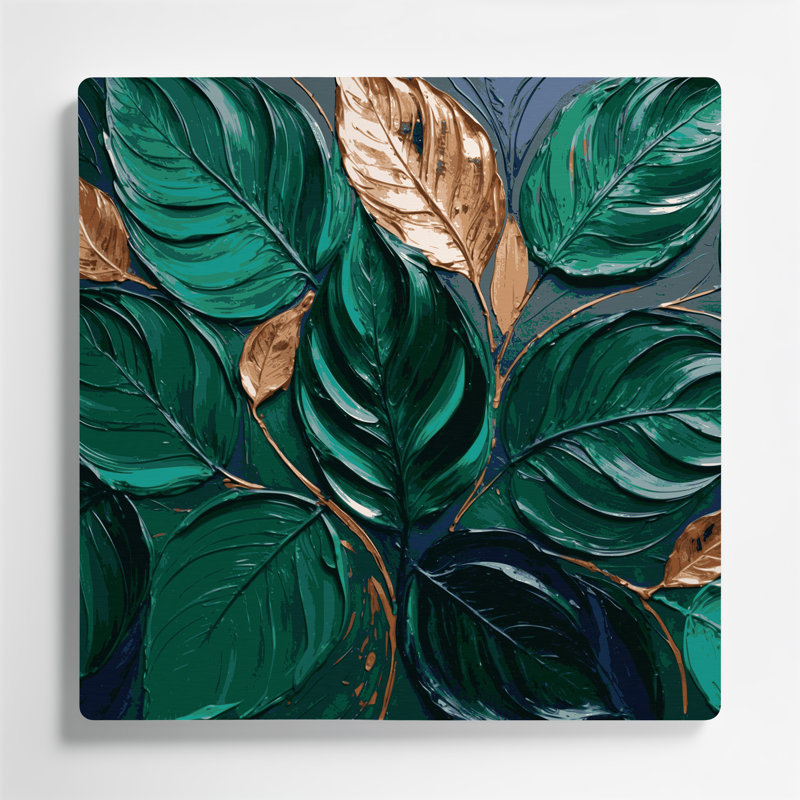 «Botanical Abstract Leaf Textures», art mural en métal bleu, H 8 po x l 8 po