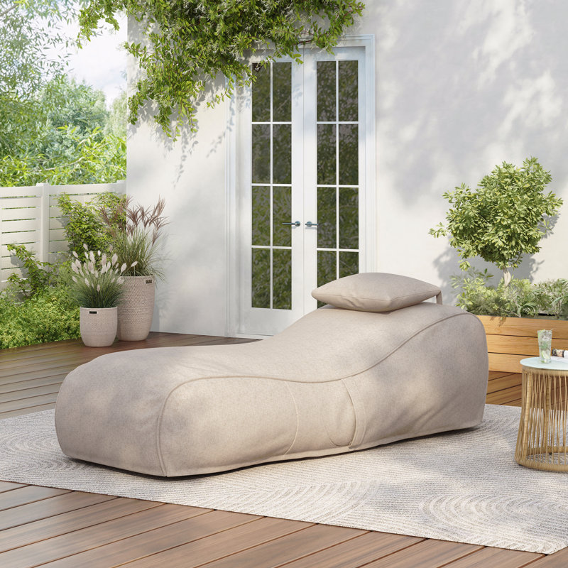 Fauteuil à billes d'extérieur, beige foncé, Tissu beige