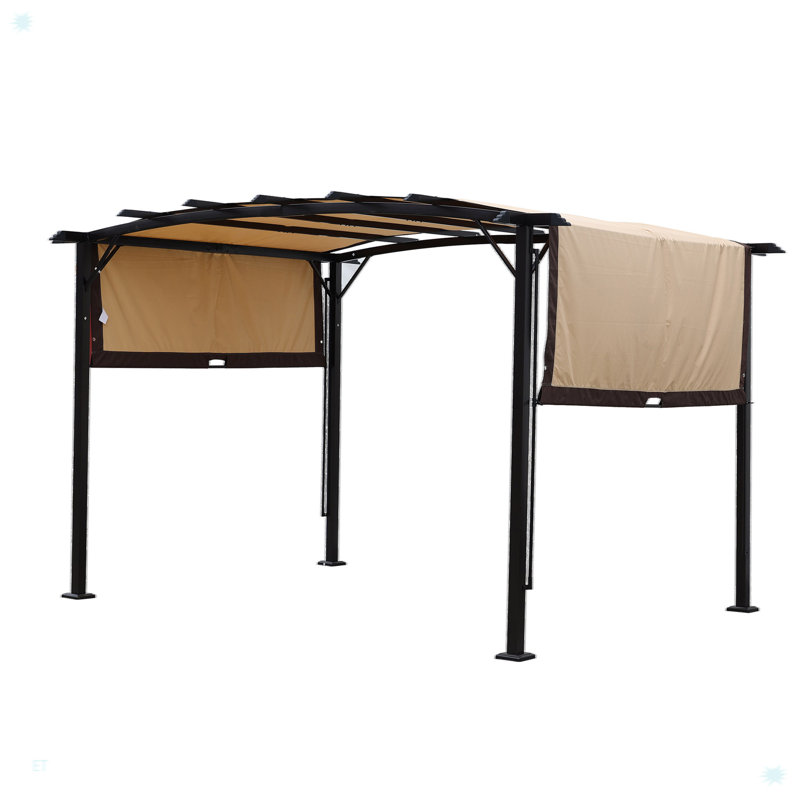 Gudula Outdoor Pergola Patio Gazebo,Retractable Shade Canopy, Brown