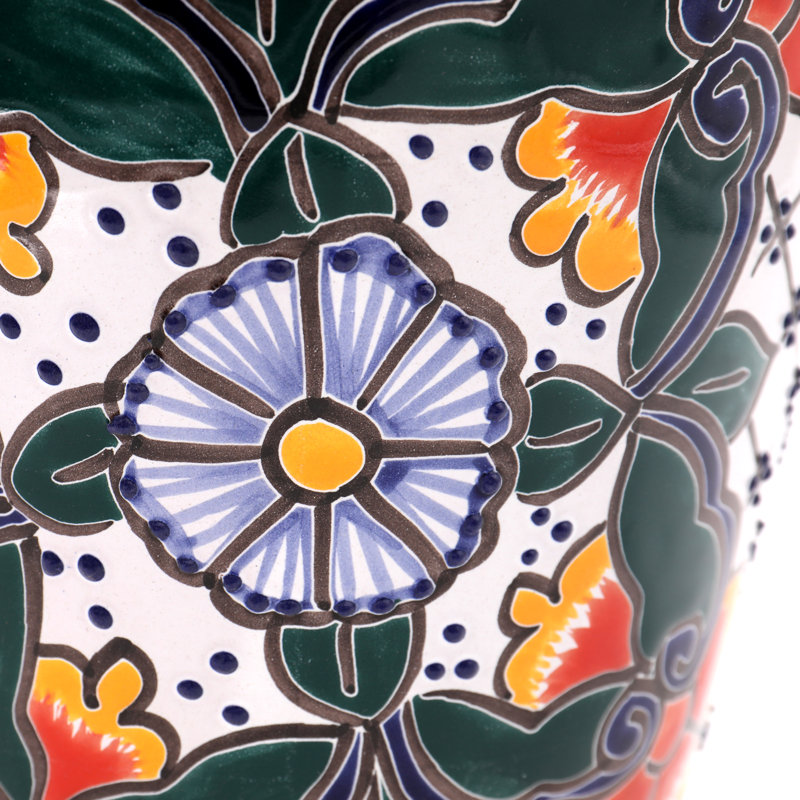 Pot de fleurs en céramique talavera, H 8 po x l 8 po x P 8 po