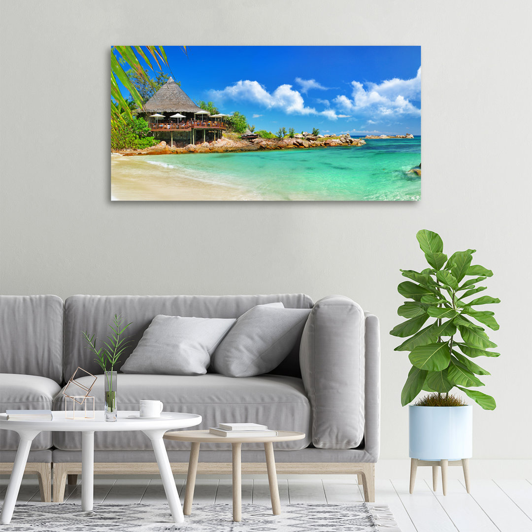 Leinwanddruck - Wandkunst - Drucke auf Leinwand - 100X50 Bildmotiv: Seychellen Strand