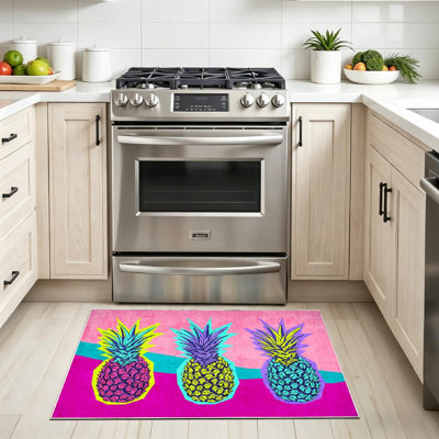 Clear Machine Washable,Exotic Bright Tropical Culture Style Indoor Area Rug