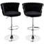 Ensemble de 2 chaises de bar noires: dossier tissé, hauteur réglable, rotation à 360 degrés, repose-pieds stable, base circulaire en métal-117306307