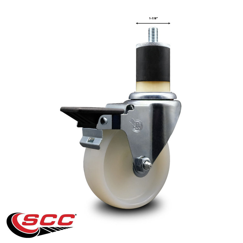 Roulettes extensibles pivotantes en nylon avec frein SCC PLB 4 po x 1-7 / 8 po