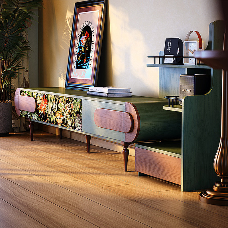 Armoire de rangement pour téléviseur de style français rétro, 70.87"