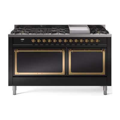 ILVE Nostalgie II Noblesse 60 in Dual Fuel Range, 9 Burner, Griddle