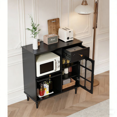 Retro Minimalist Black Accent Cabinet