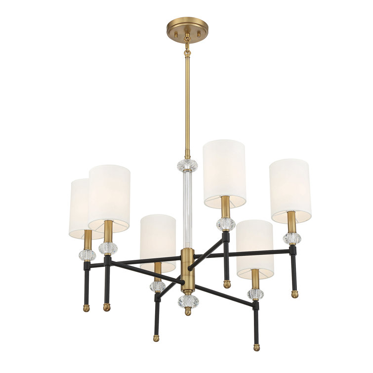 Egina 6-Light Chandelier In Matte Black With Warm Brass Accents