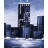 Dark Blue Cityscape - Framed Canvas for Home Decor