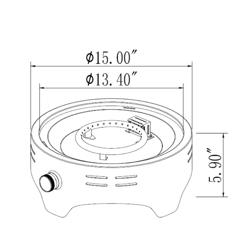 Shameel 6.7" H x 15" W Propane Tabletop Fire Pit with Lid as Lockable Handle for Portable Camping