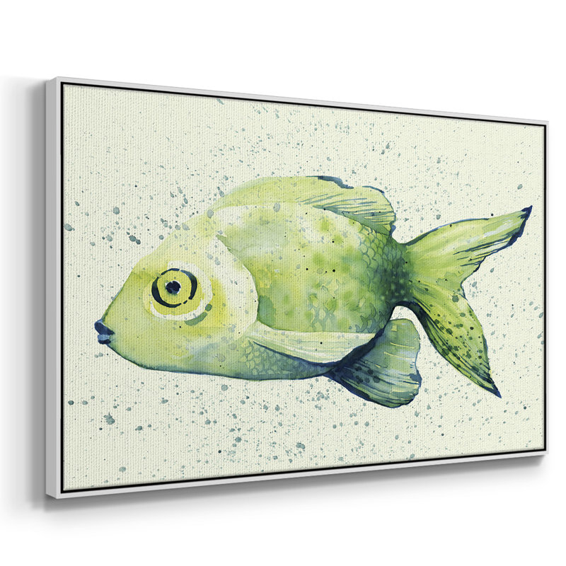 «Speckled Freshwater Fish I», reproduction d'art sur toile, H 17 po x l 25 po x P 2 po, Blanc