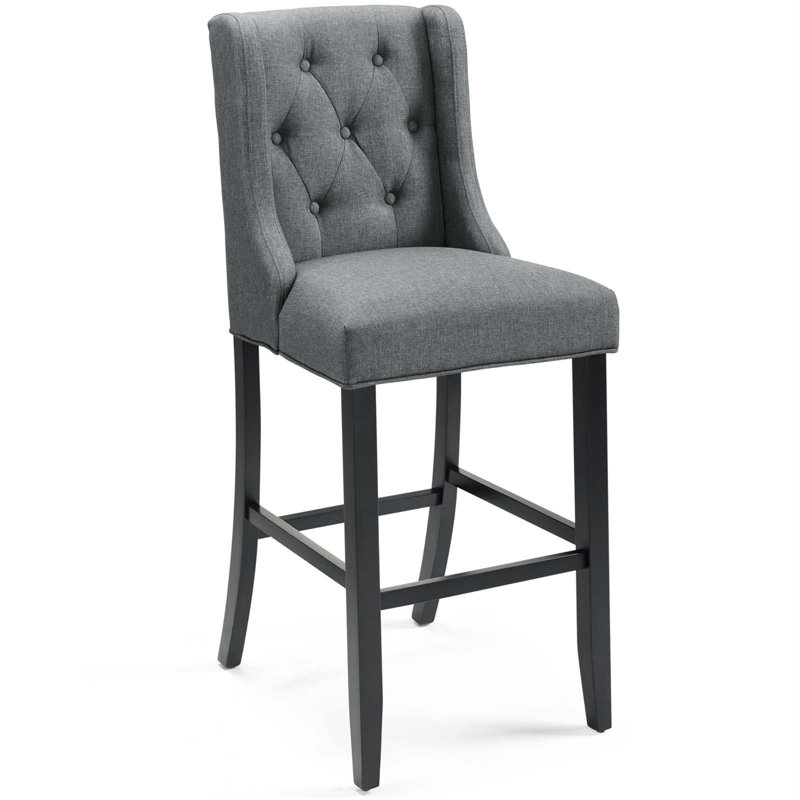 Tabouret capitonné en tissu Baronet, gris, Tabouret de bar (hauteur de 30,5 po), 2