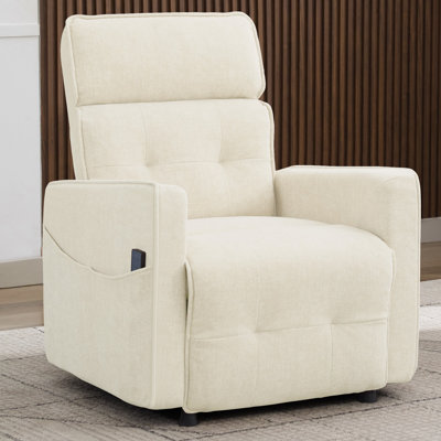 Recliner Chair, Electric Recliner Chairs For Adults, Comfy Recliners For Living Room, Reclining Chair With One-touch Adjustment & Side Pockets by Ivy Bronx