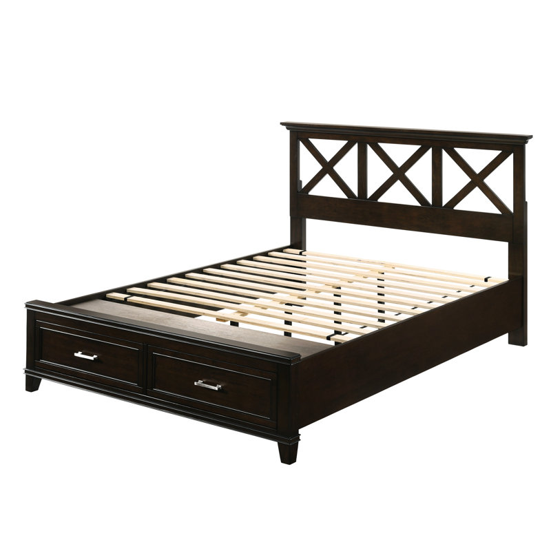 Lit en bois massif et grand lit avec rangement de 88,79 po Profondeur Style transitionnel 49,78 Hauteur