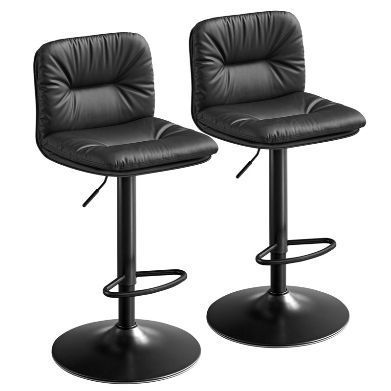 Brookridge Swivel Upholstered Adjustable Height Counter Stool with Metal Frame, Black