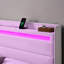 Berneil Upholstered Queen Bed Frame with RGBW LED Lights Headboard & 4 Storage Drawers, Black-288629772-288629763