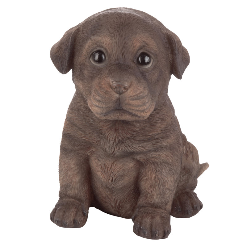 Chocolate Brown Resin Labrador Puppy Dog Statue