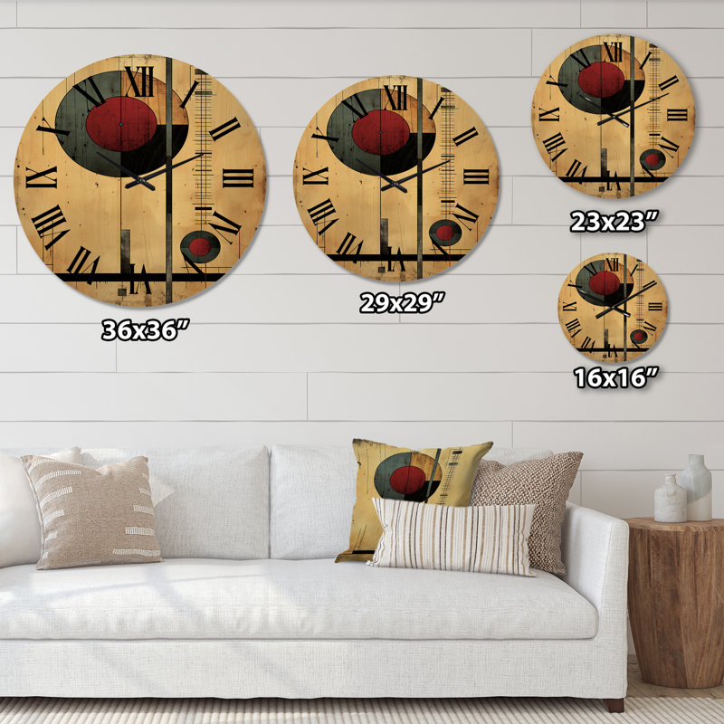 Horloge murale Unravellingthe Mystery Retro Geometric, Moyenne