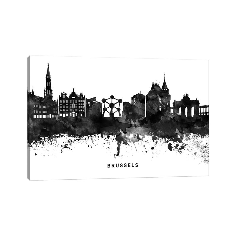 Brussels Skyline - Wrapped Canvas Print, 66.04cm H x 101.6cm W x 1.905cm D D