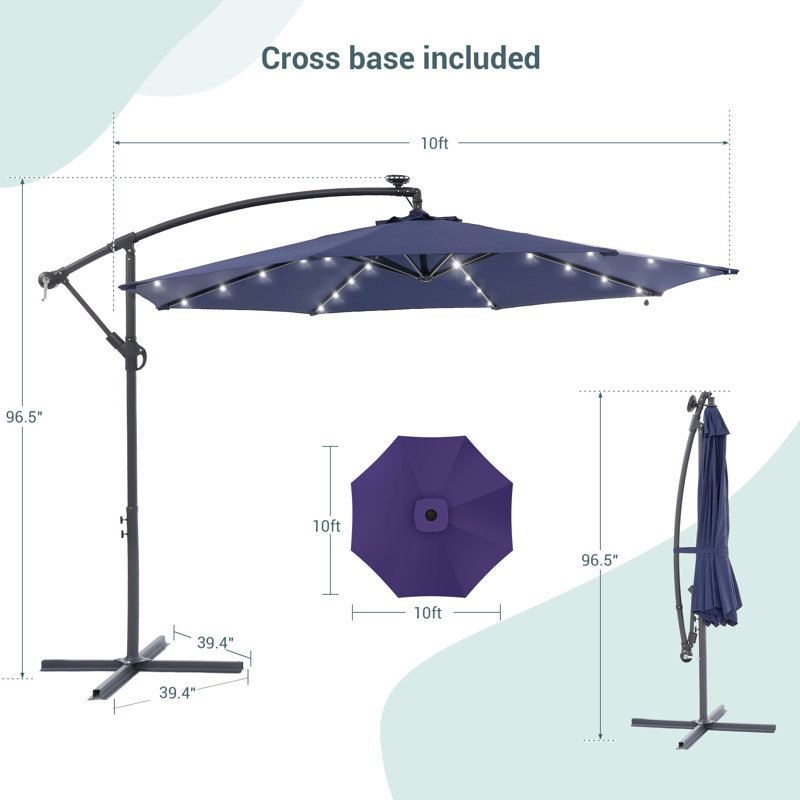 Parasol en porte-à-faux 10 pi Asyra, Bleu marine