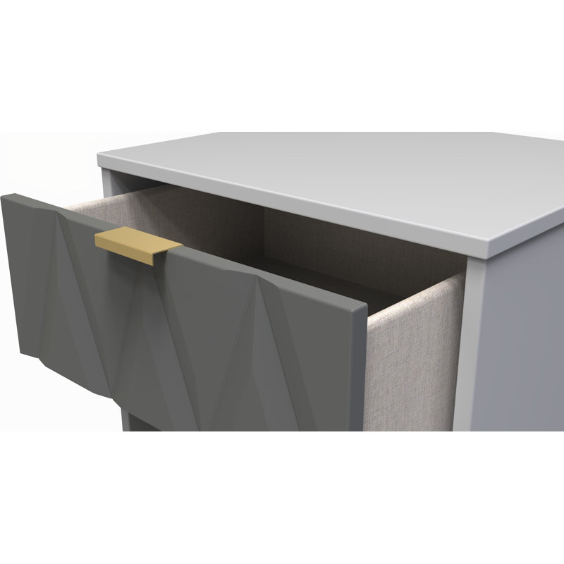 Baturhan 5 Drawer Bedside Cabinet (Ready Assembled), Shadow Matt/Grey