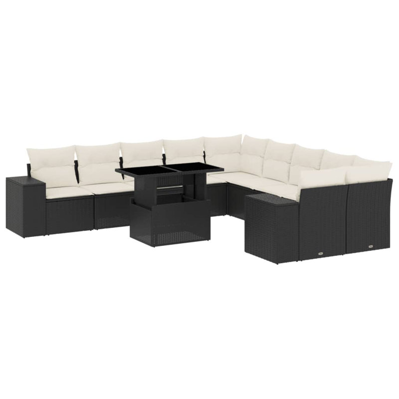 Vidaxl Garden Sofa Set Black, Cream White