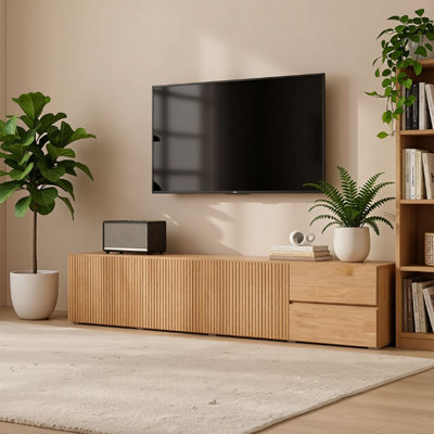 Oak-colored rubberwood TV Stand