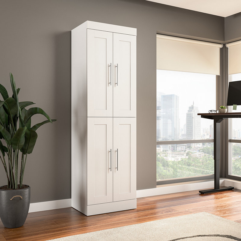 Étagère Arlex avec portes, Blanc, H 84 po x l 25 po x P 19 po
