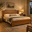Queen Platform Bed with Headboard, Solid Wood, Brown Finish, Minimalist Design, Easy Assembly, No Box Spring