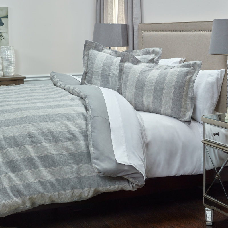 Drake Industrial 100% Linen Striped Duvet Cover