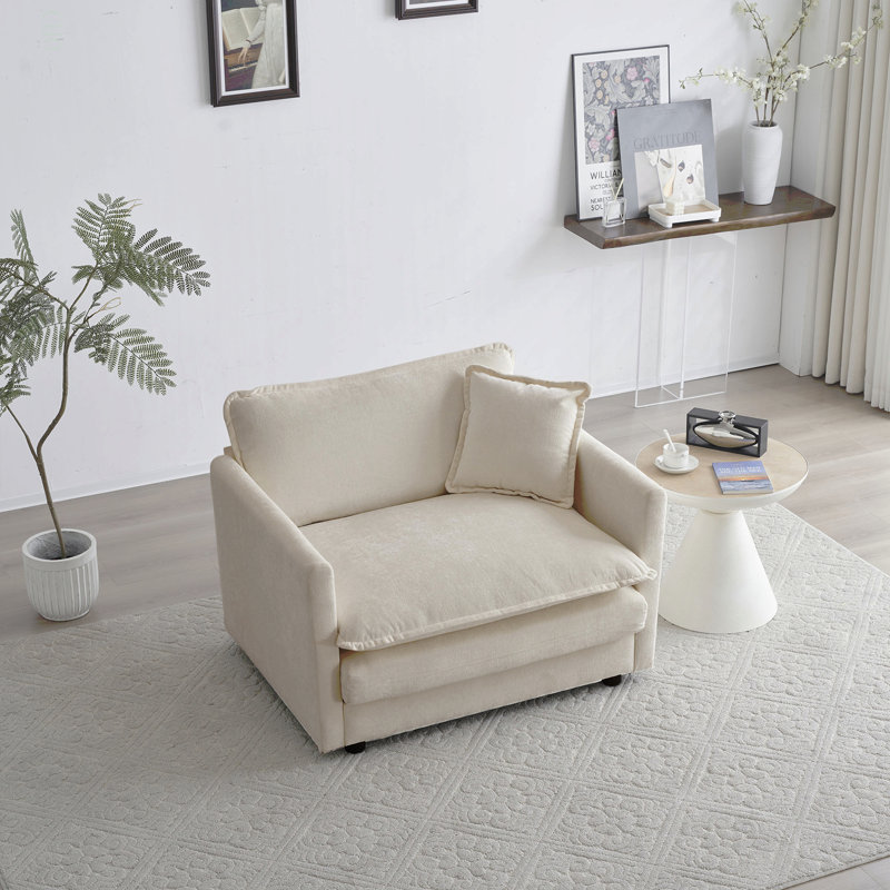 Fauteuil de lecture rembourré Comfy, Chenille beige