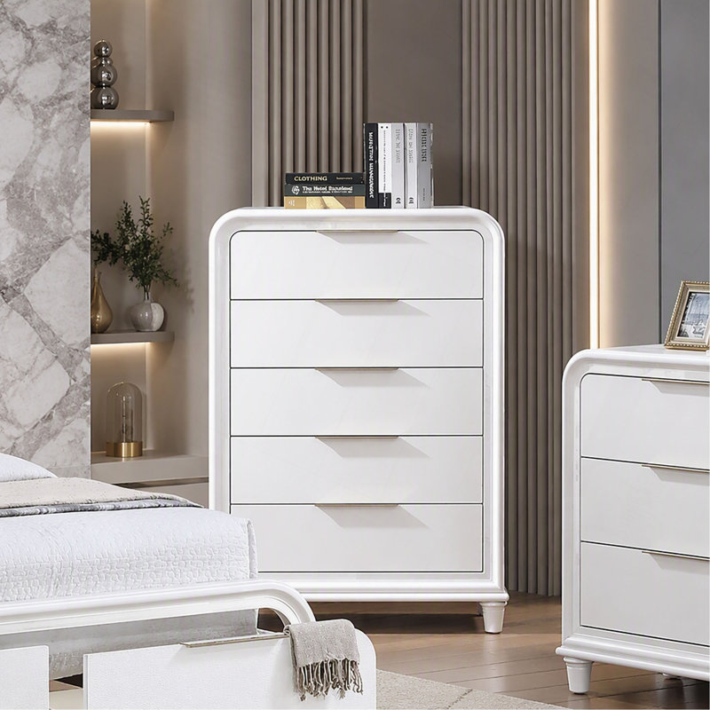 Meuble de chambre classique classique en bois massif à 5 tiroirs 1 pièce
