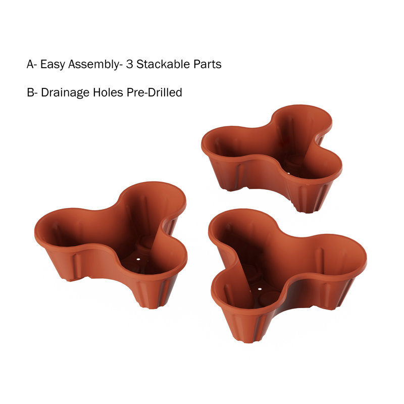 Pure Garden 3-Tier Stacking Planters, Brown, Brown