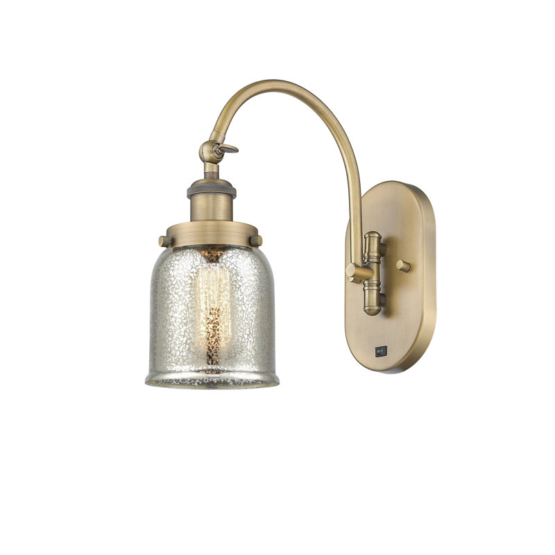 Applique 1 lumière 5 po avec bras pivotant Shauna Bell, Gris anthracite, Laiton brossé, Ampoule non incluse