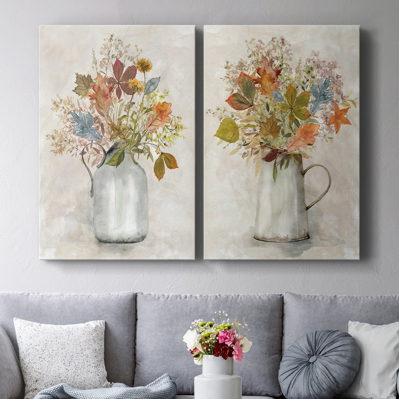 Bouquet d'automne - Toile tendue avec châssis de qualité supérieure - Prêt à être accroché, H 36 po x l 48 po