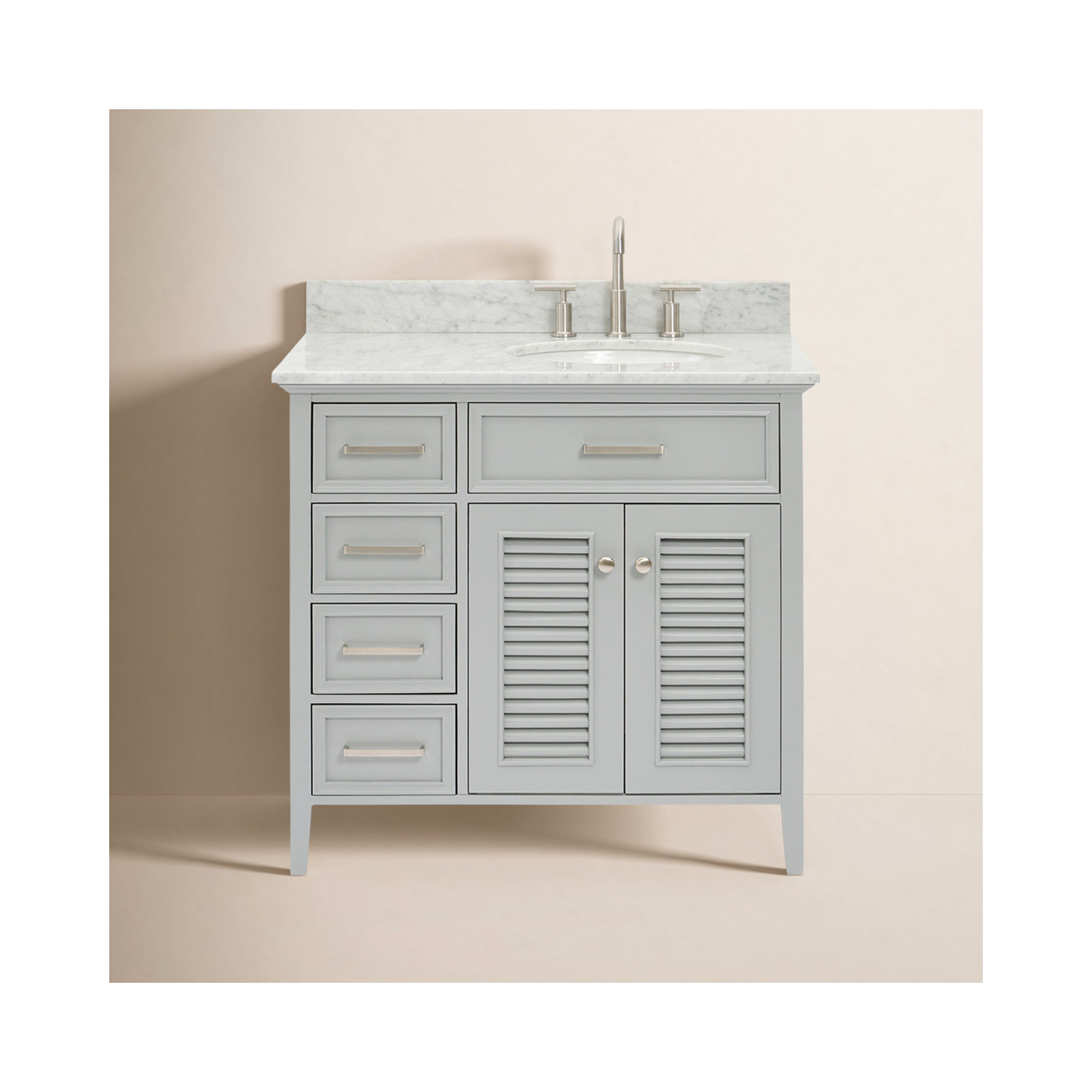 37'' Single Bathroom Vanity, Gray, Left