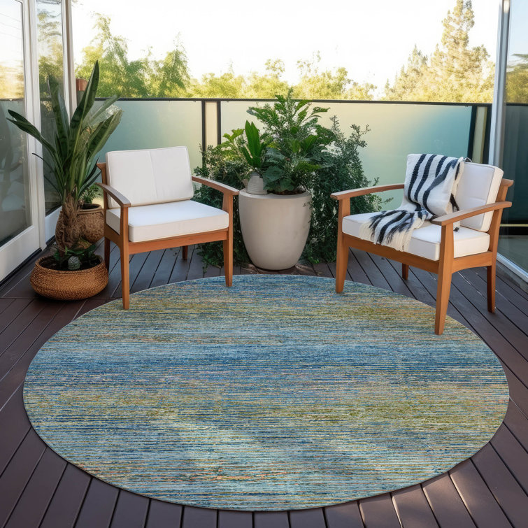 Machine Washable Indoor/Outdoor Christain ACN1267 Denim Rug