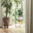  Round Metal End Table, X-Shaped Frame Indoor Outdoor Side Accent Table - Yellow-1325802949