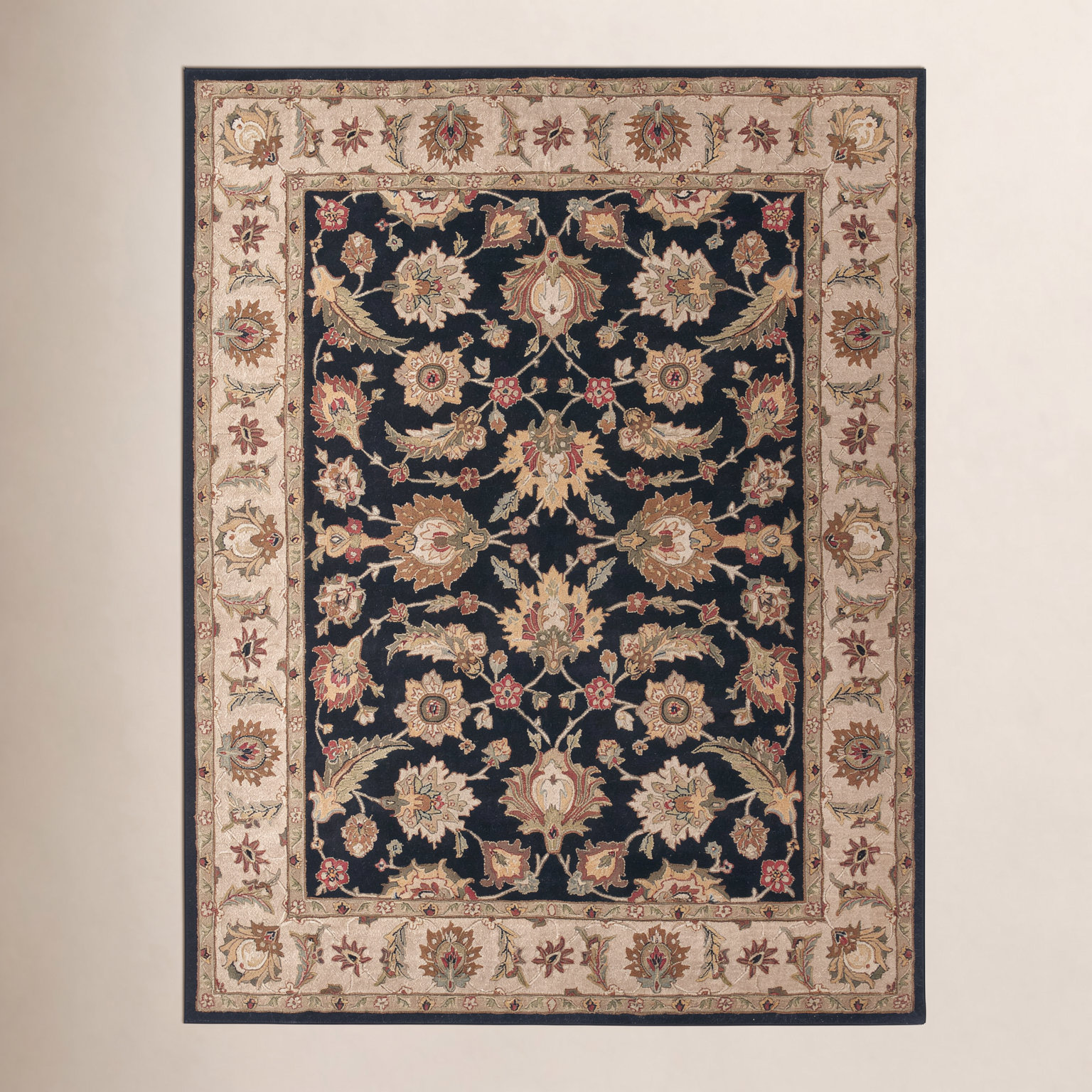 Lyndsay Ebony Sand Hand-Tufted Wool Oriental Rug, Rectangle 10' x 14'