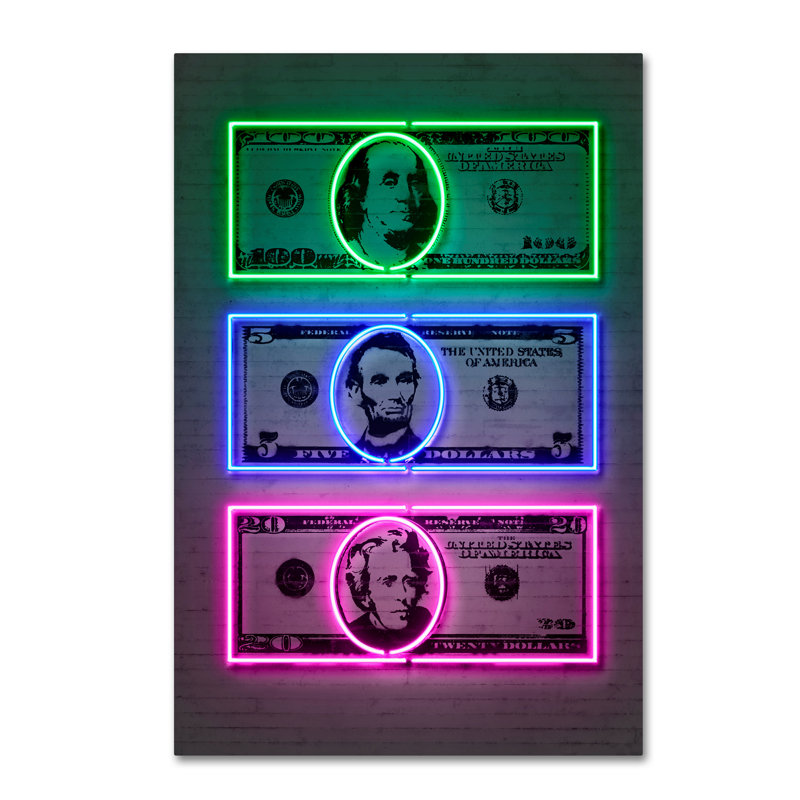 Magar Magar «Dollars», impression sur toile tendue, H 47 po x l 30 po