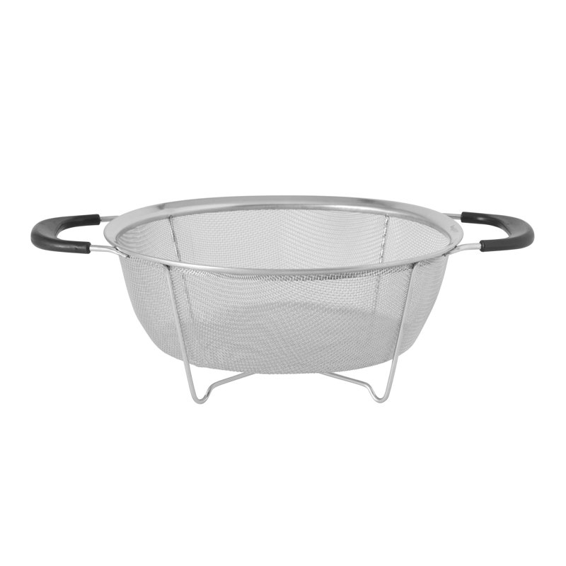 10" Stainless Steel Round Mesh Colander with TPR Handles