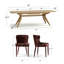 Ensemble de table de salle à manger extensible en placage de bois de 78 à 96 po avec 6 fauteuils à oreilles en chenille-1296197593