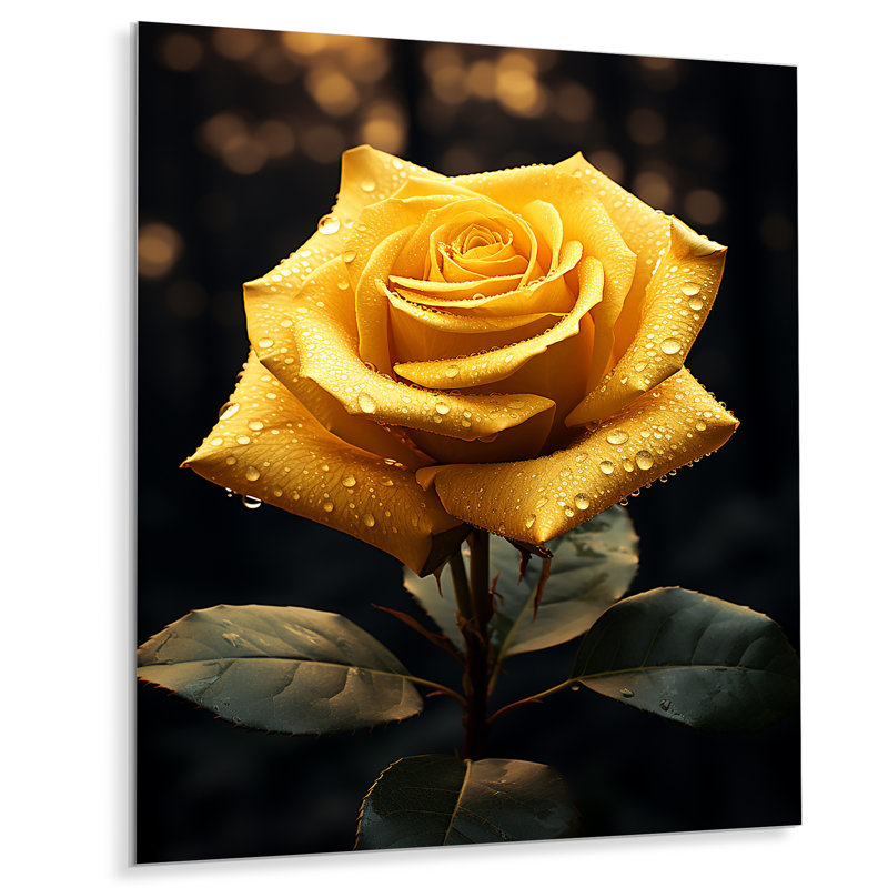 " Yellow Black Rose Elegance II ", 20" H x 12" W x 1" D