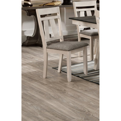 Transitional Cottage Style Chairs 2pc, Upholstered Chalk Gray Seat, Wooden Furniture With Square Legs Dining Side Furniture,