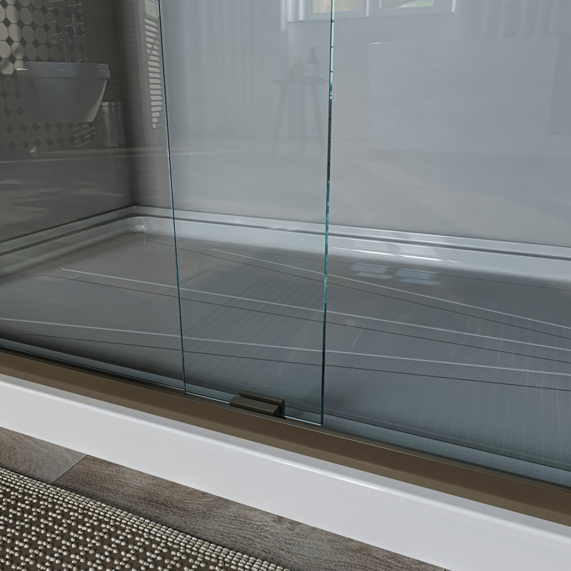 60'' Oil Rubbed Bronze Sliding Shower Door with Clear Glass