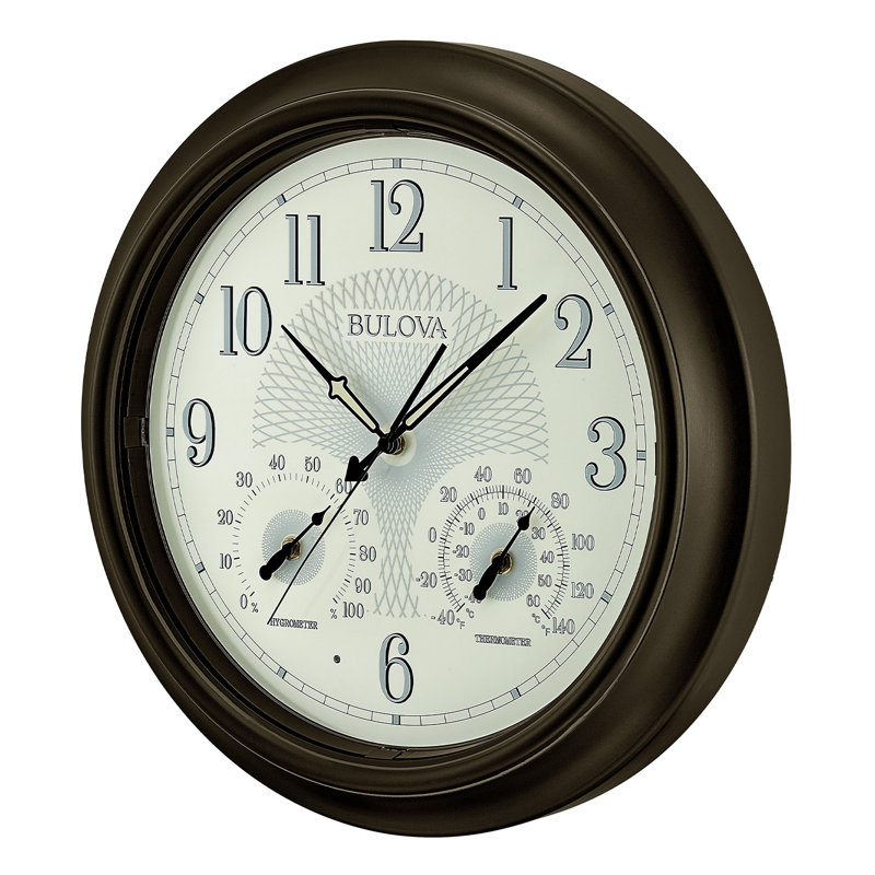 Oversized Oil Rubbed Bronze Outdoor Wall Clock with Thermometer and Hygrometer